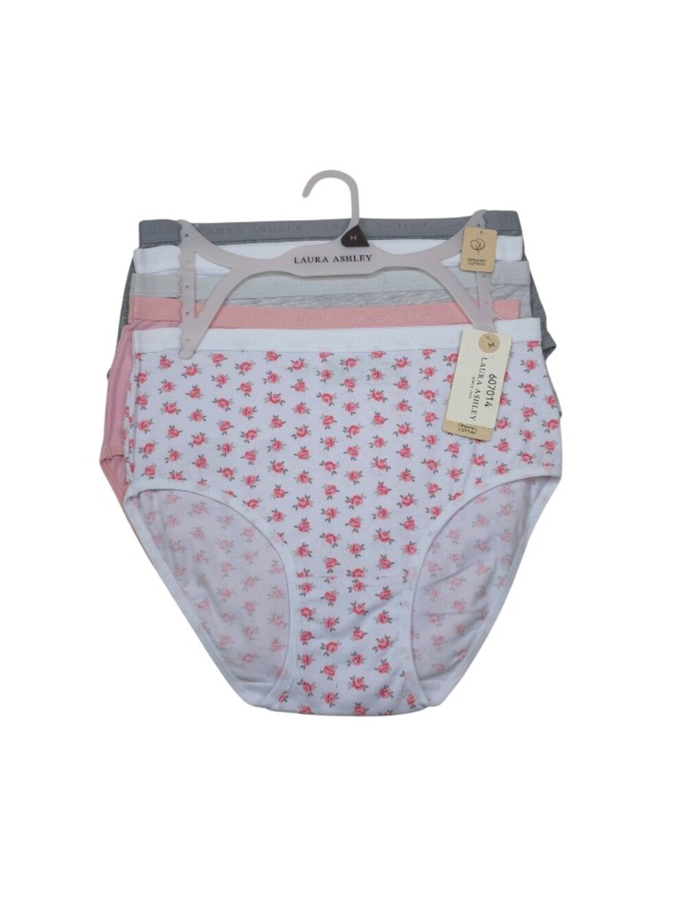 Laura Ashley Womens Size M Organic Cotton High-Waist Panties Briefs 5-Pack